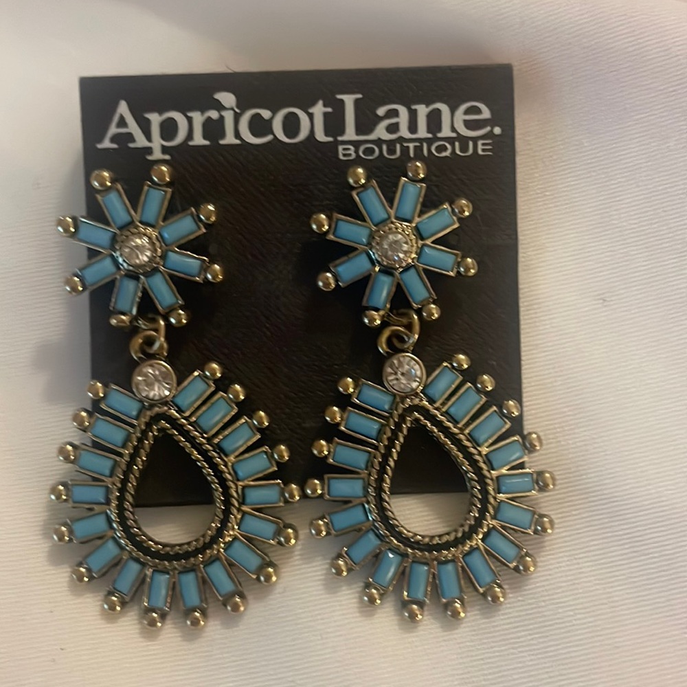 Apricot Lane Teal and Gold statement earrings